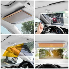 Car Visor 2 in 1 Day and Night Anti-Glare Visor, Automobile Sun Anti-UV Block Visor, Non Glare Anti-Dazzle Sunshade Mirror Goggles Shield for Driving Goggles, Windshield Visor