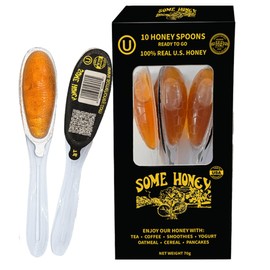 Some Honey Raw & Unfiltered Honey Spoon Stirrers – 100% Pure U.S. Honey, USDA Grade A, Kosher, All-Natural – Individually Wrapped Single-Serve Spoons for Tea, Coffee & Travel – 10 Pack