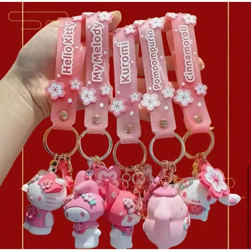 sanrio sakura keychain cherry blossom - Kuromi