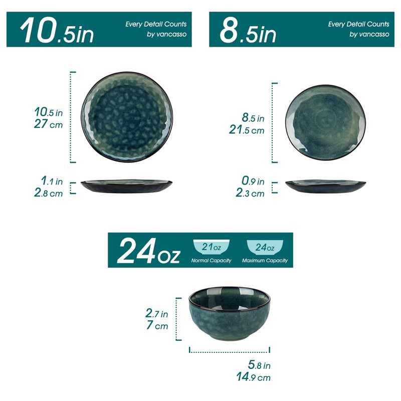 vancasso Starry Dinnerware Set for 4, Handmade Reactive Glaze Stoneware