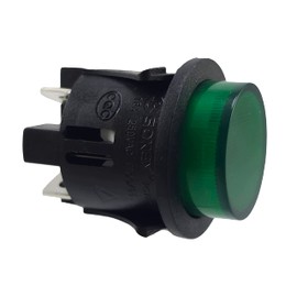 Pressure Switch PS18-16 Installation Diameter 25 mm 250 V 16 A Green, Illuminated Push-On Push-On Off, Flat Connector 6.3 mm