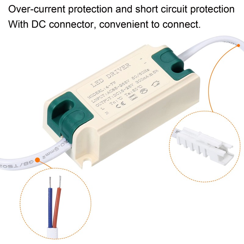 PATIKIL 4-7W 300mA LED Driver, 5 Pack AC 85-265V Output15-26V