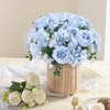 MARTINE MALL 4 Packs Peonies Artificial Flowers, Blue Artificial Peonies,