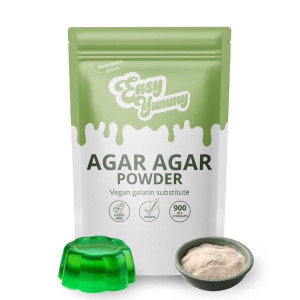 Easy Yummy Agar Agar Powder (100 g), Vegan Gelatin Powder,