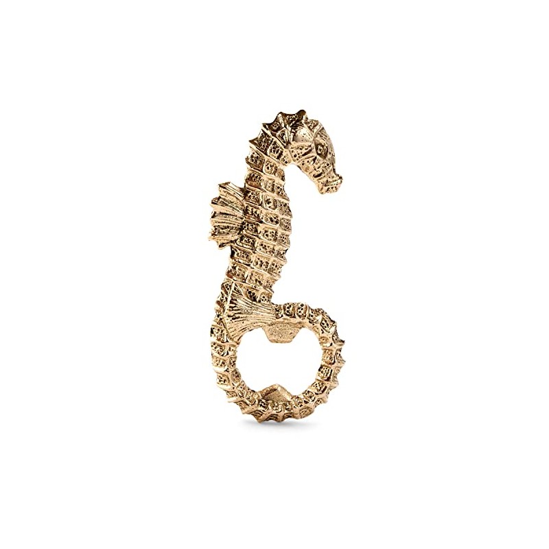NKlaus Maritime Bottle Opener Seahorse Brass Gold 5 x 12