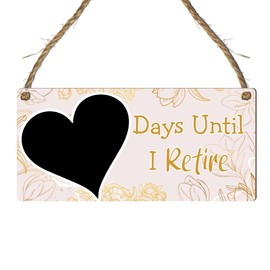 Days Until I Retire Countdown Plaque - Decorative Hanging Sign with Multiple Retirement-Themed Designs | Countdown Chalkboard Sign, (Gold Floral, With Pen, Small: 19 cm (H) × 9 cm (W))