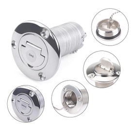 CNRAQR 1-1/2"(38mm) Boat Gas/Fuel/Diesel/Water/Waste Deck Fill/Filler with Keyless Cap Tank Key Cap Marine Mirror-Polished 316 Stainless Steel Hardware for Boat Yacht Caravan