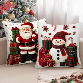 BSITSSS 2 Pieces Christmas Cushion Covers, 45x45cm, Rabbit Elk Christmas Cushions, Xmas Cushion Covers Old Man, New CHRIstmas Pillows, ChristmasPillowCases for Holiday Xmas Decor
