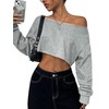 Remidoo Women's Off the Shoulder Cropped Sweatshirt Asymmetrical Neck Long