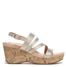 LifeStride Womens Discover Strappy Platform Wedge Sandal, Gold, 10 Wide US