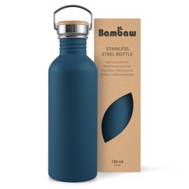 Bambaw 24 oz Water Bottle, Blue Water Bottle Screw Top, Non Insulated Water Bottle Stainless Steel, Travel Water Bottle, BPA Free Water Bottle, Stainless Steel Water Bottle Reusable – Aegean Blue
