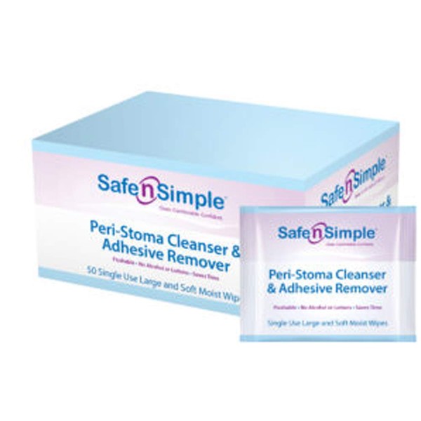 Safe n' Simple Adhesive Remover Wipes, Large, Individually Wrapped Wipes, 50 Count (Pack of 1)