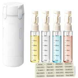4 En 1 Juego De Botellas Dispensador De Viaje, Kit de Viaje Aseo Personal Mujer, Frasco Dosificador para Champú, Gel de Baño y Desmaquillante, Portáti