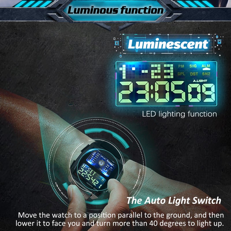 Men Digital Sport Watch 50M Waterproof Wrist Watch with Stopwatch