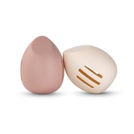 2PCS Beauty Blender Holder Powder Puff Storage,Breathable Make-up Sponge Case for Business or Travel，beige+pink