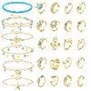 JOERICA 25 Pcs Turquoise Toe Rings and Ankle Bracelets for