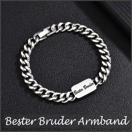 FAOMZQ Gift for Dad Son, Cuban Bracelet with Engraving "Bester Papa Bester Sohn, Son" Gifts for Birthday, Father's Day, Graduation, Confirmation, Communion, Youth Consecration Christmas