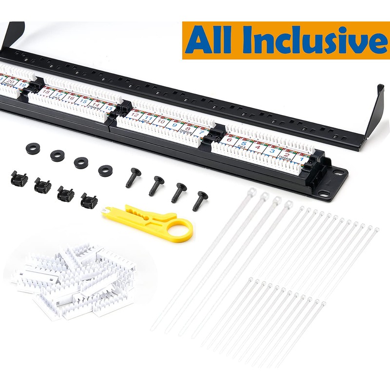 Tedgetal Cat6 Patch Panel 24 Port 1U, Keystone Patch Panel