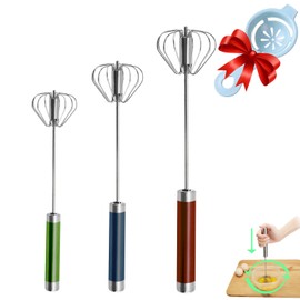 Semi-automatic Whisk, Stainless Steel Egg Beater, Hand Push Rotary Whisks Mixer Stirrer for Making Cream, Whisking, Beating and Stirring (3 Color)