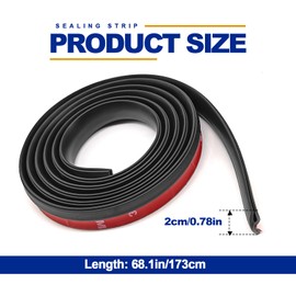 Lunwag 5.6FT/1.7M H-Type Black Rubber Car Windshield Weather Strip, Weather Stripping Trim Sunroof Seal for Car/Truck/SUV Front Rear Windshield Window and Door, Engine Cover