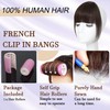 Jijukor Clip In Bangs 100% Human Hair Bangs French Dark