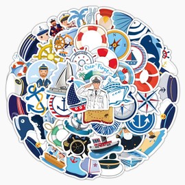 100PCS Small Size Sailing Stickers, Fun Sailor Stickers Packs for Teenagers and Adults, Waterproof Vinyl Cute Cartoon Nautical Decals for Phones, Skateboards, Guitars