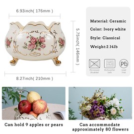 OptmAVth Ceramic Fruit Bowl, Handmade Decorative Bowl, Candy Bowl, Entryway Table Decor, Vase for Home Decor, Key Storage and Organization