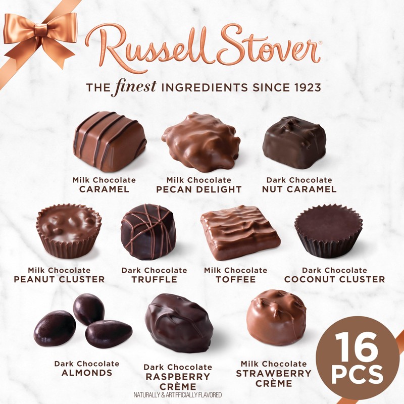 Russell Stover, Assorted Milk and Dark Chocolates, Chocolate Gift Box,