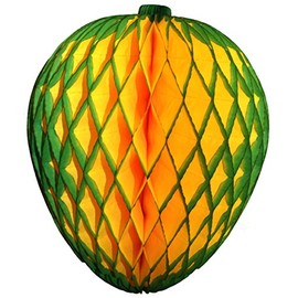 3-Pack 14 Inch Honeycomb Tissue Paper Mango Fruit Party Decoration (Green Edge)