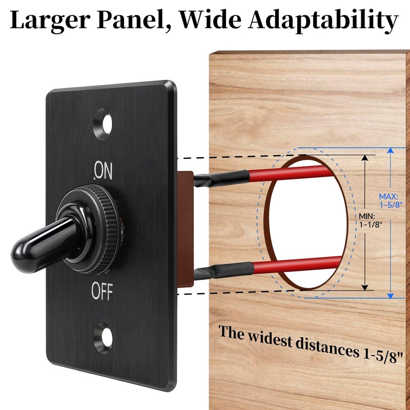 RVSPARK Toggle Switch 12V with Aluminum Mounting Plate Pre-soldered 14AWG