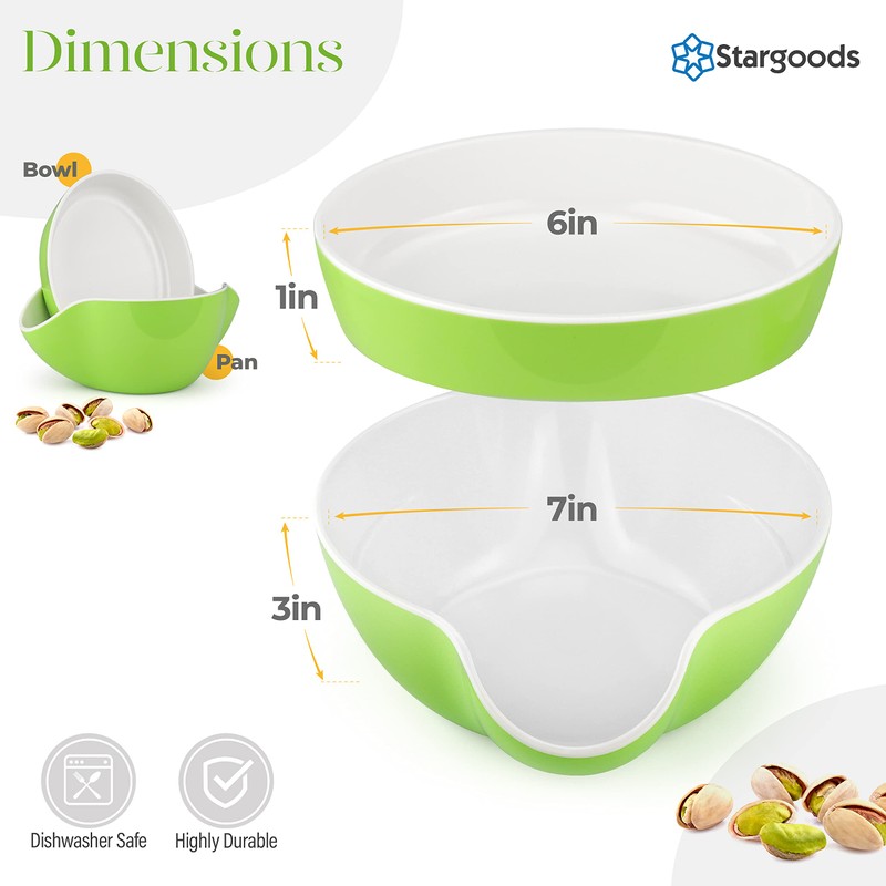 Stargoods Pistachio Bowl, Snack Serving Dish, Double Peanut Bowl with