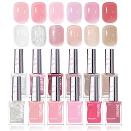 Beetles Nail Polish Set - 12 Colors Jelly Pink Quick Dry Nail Polish Summer Glitter Nail Polish Kit Air Dry Serenely Chic Fingernail Polish Diy Nail Art Set Home