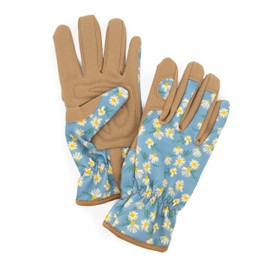 Robert Frederick Gardening Gloves - Women's One Size – Daisy Blue Design - Padded with Elastic Cuffs