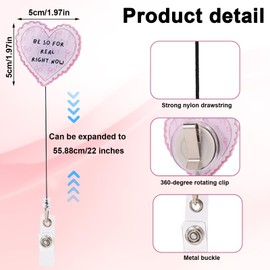 Heart Shaped Badge Reel, Acrylic Retractable Pink Badge Holder Be So for Real Right Now Suitable for Pediatric Nursing Staff Nurse Hospital ID Card Holder Decoration