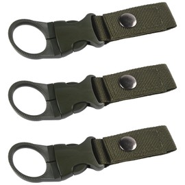 3pcs Outdoor Bottle Holder Belt, Water Bottle Holder Clip, Water Bottle Ring Holder, Key Chain Belt, Nylon Webbing for Tactical Camping Hiking Outdoors (Green)
