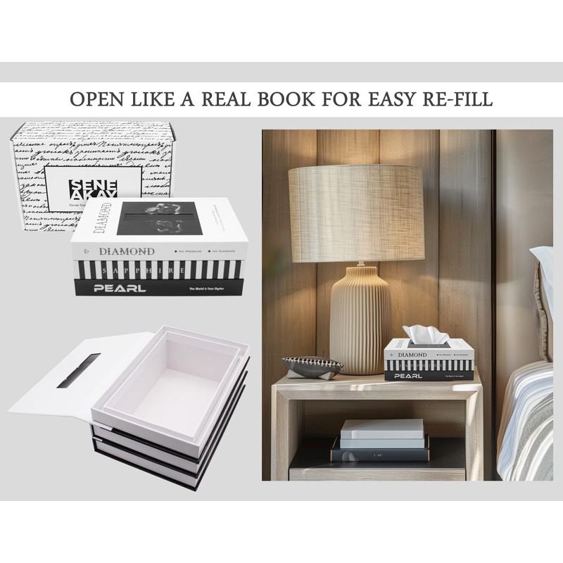 Senea Kay Tissue Box Cover Rectangle - Decor Book Tissue