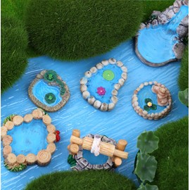 1Pc Mosses Miniature Fairy Garden Accessories Mini Lighthouse Water Well Bridge Miniature Pond Lawn Garden Figurines Micro Landscape Ornaments for Garden DIY Kit Statues Garden Sculptures and Statues