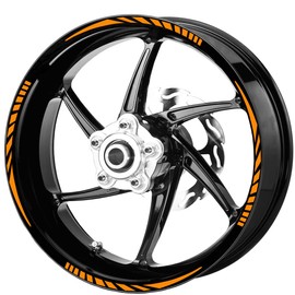 Pimastickerslab Komplett-Set Aufkleber Streifen Felgen Motorrad 17 Zoll Stripes Gewinde Felgen Reifen Race Sport Decal Racing Stickers Strips Universal RT0020 (037 Neon Orange)