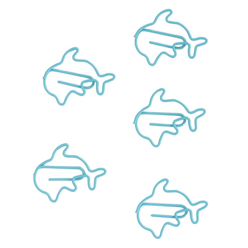 100Pcs Cute Paper Clips Blue Dolphin Style Exquisite Color Strong