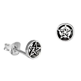 WINDALF Celtic Jewellery Stud Earrings RICA 5 mm Small Pentagram Druid Protection Earrings 925 Sterling Silver, Sterling Silver, No Gemstone