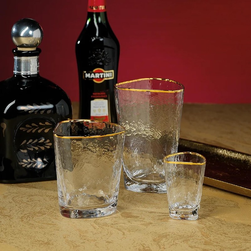 Zodax Aperitivo Triangular Stemware or Glassware - Clear with Gold