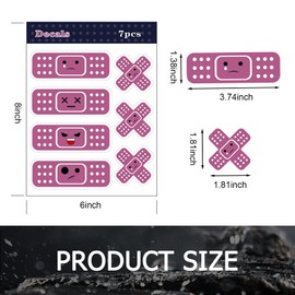 Arwrilt 7 PCS Car Bandaid Sticker, Funny Cute Bandage Vinyl Sticker Decal with 2 Shapes, Reflective Dent and Scratch Cover Sticker, Bumper Decal Universal Car Decoration Accessories (Pink)