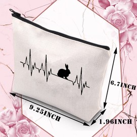 Rabbit Gift for Women Rabbit Lover Gift Rabbit Makeup Bag Bunny Girls Gifts Zipper Pouch for Hare Rabbit Lover Bunny Mom Bunny Owner Gift (Rabbit Heartbeat CA)