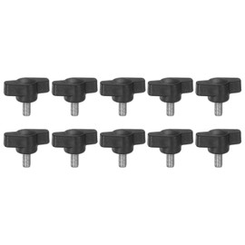 HARFINGTON 10pcs Tee Wing Knobs M5 x 10mm Black Carbon Steel Zinc Plated Plastic T/Z Knobs Thumb Screws