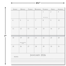 2026 Meadow Dance Planner Pocket Calendar & Memo Pad, 3.5-Inch x 6.5-Inch Size Closed, Bookstore-Quality Monthly Floral Purse Calendars With 30 Note Pages for Kitchen & Office
