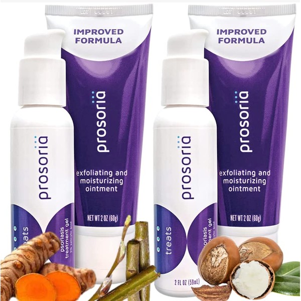 Prosoria Psoriasis Treatment Kit for Dry, Itchy Skin Conditions - Clinical Strength and Natural Botanical Ingredients - Relief for Treating Psoriasis Condition - 4 x 2 Oz Bottles 60 Day Supply