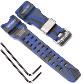Accesorios de reloj de resina compatibles con Casio G-shock GWG-1000 GWG1000 Mudmaster Correa deportiva impermeable de repuesto para hombre (camuflaje azul)