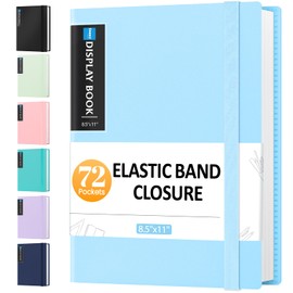 Sooez 72 Pocket Binder with Plastic Sleeves & Elastic Band, Large Capacity 8.5x11 Presentation Book Display 144 Pages, Art Portfolio Document Folder with Clear Sheet Protectors for Office School
