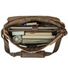 Vintage Genuine Leather Waxed Canvas Briefcase Large Satchel Shoulder Bag