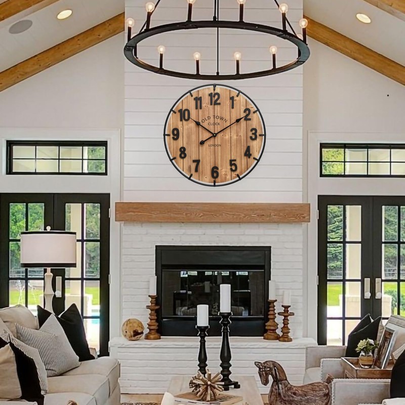 EMAX HOME Large Old Town Farmhouse Wall Clock 24 Inch